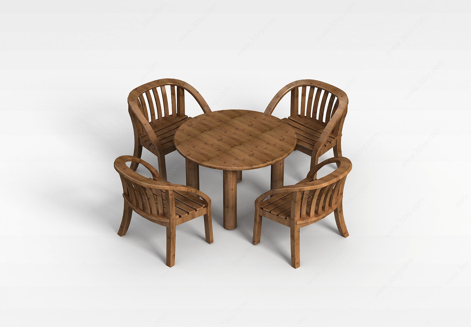 实木休闲桌椅3D模型