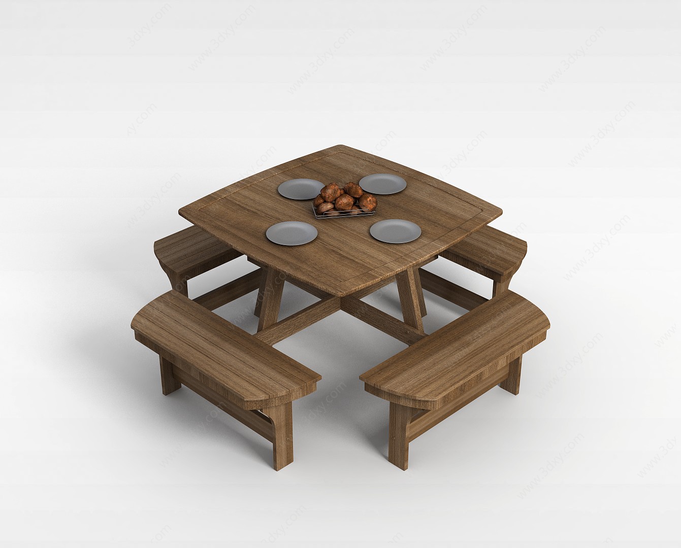 古典桌椅组合3D模型