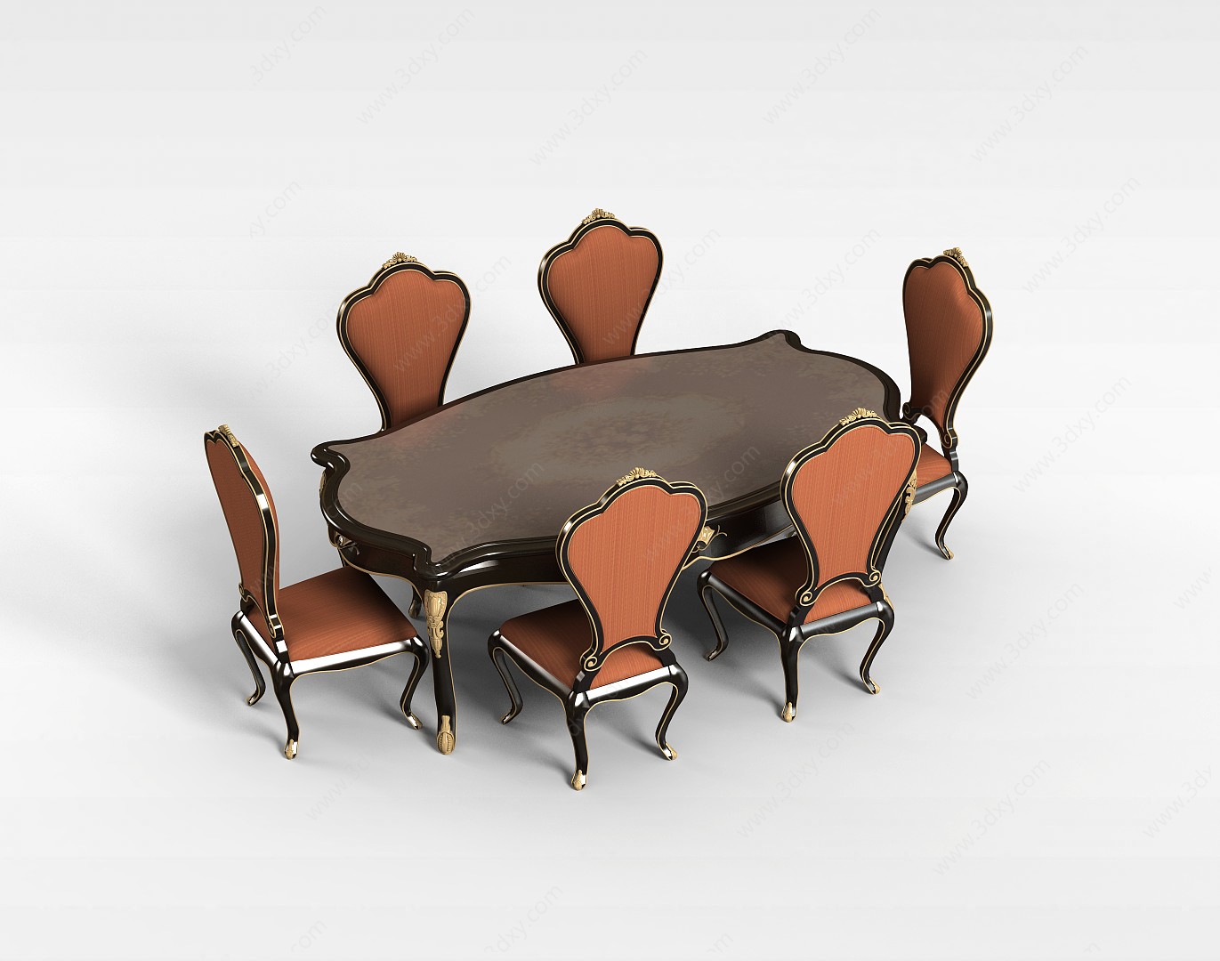 欧式古典餐桌椅3D模型