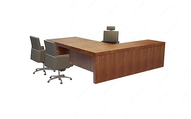 拐角办公桌椅组合3D模型