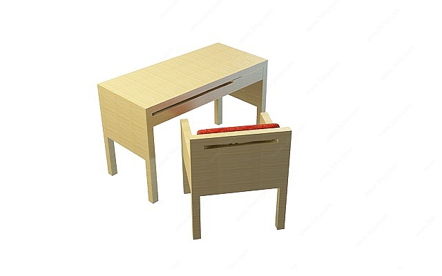 简约实木桌椅3D模型