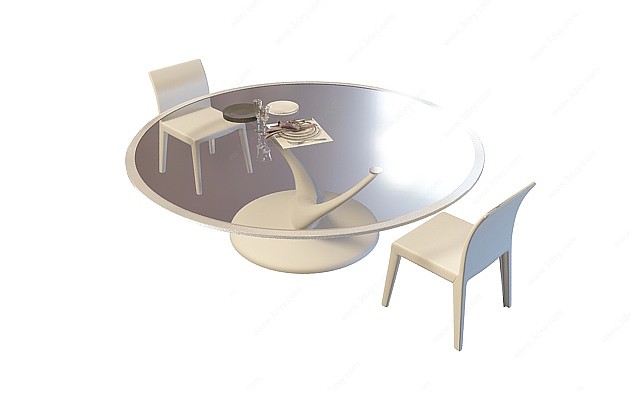 玻璃台面桌椅3D模型