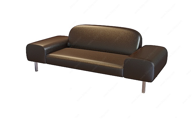 黑皮双人沙发3D模型