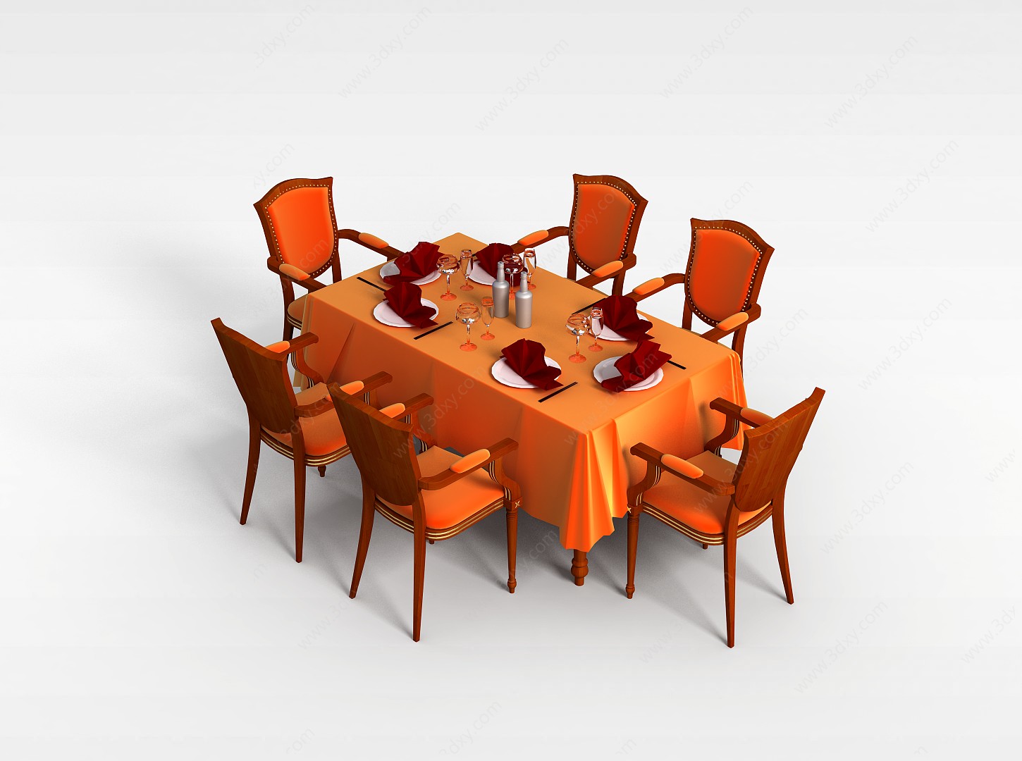 布艺餐厅桌椅3D模型