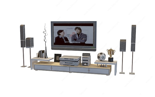 现代电视柜组合3D模型