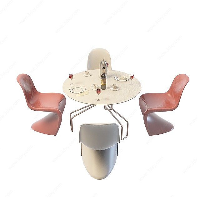 咖啡厅休闲桌椅3D模型