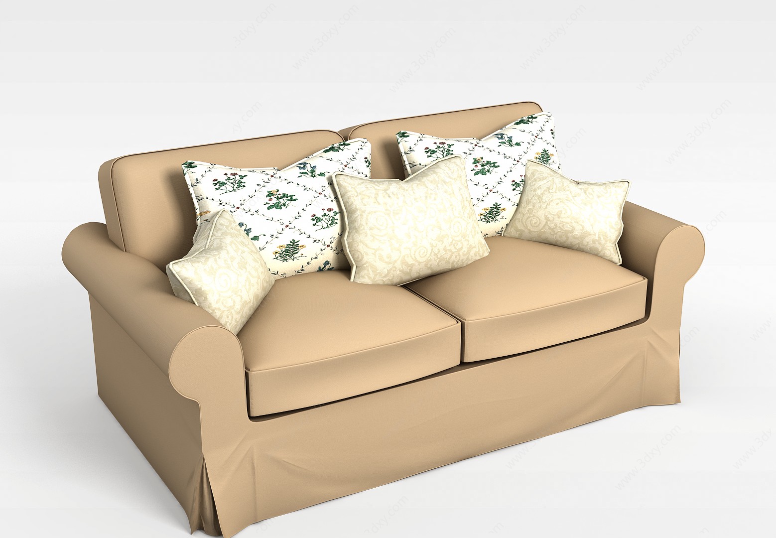 现代布艺双人沙发3D模型