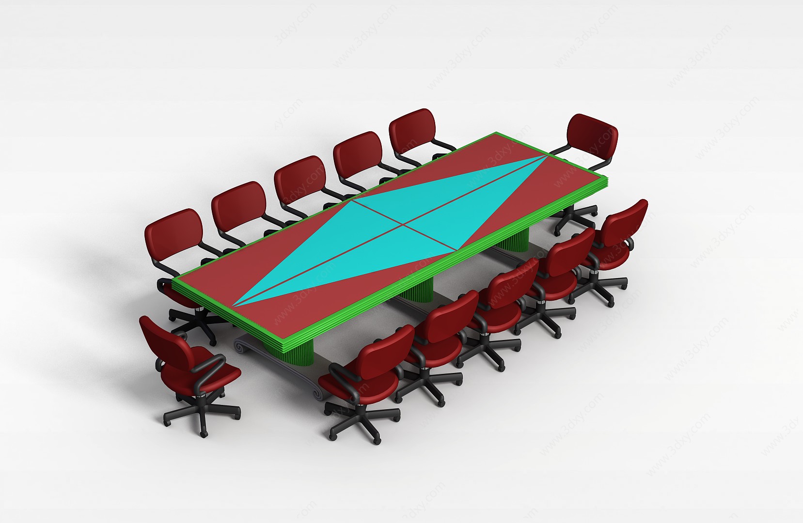 会议班台桌椅3D模型