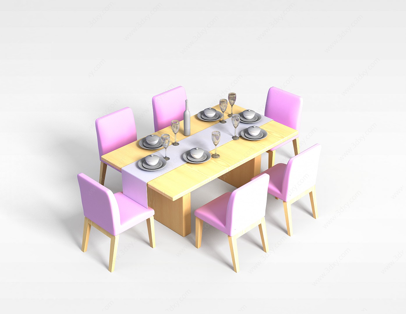 时尚餐桌椅组合3D模型