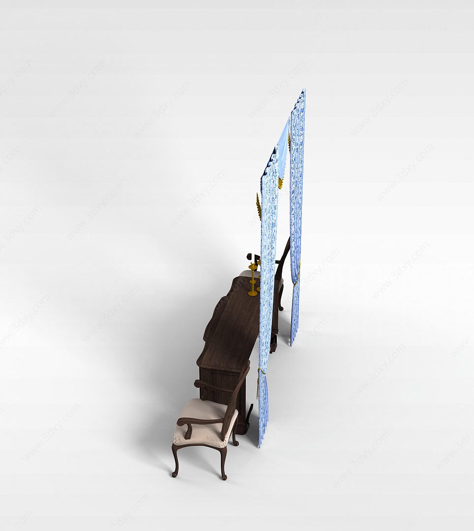 客厅实木桌椅3D模型