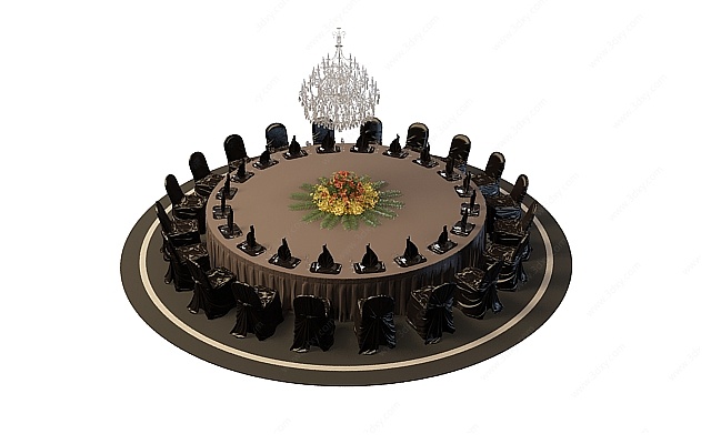 宴会桌椅组合3D模型