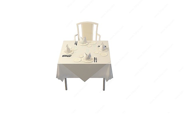 独立餐桌椅3D模型