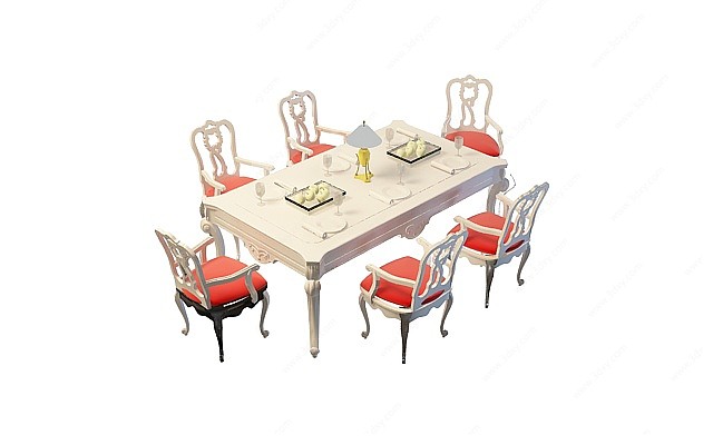 现代客厅餐桌椅3D模型