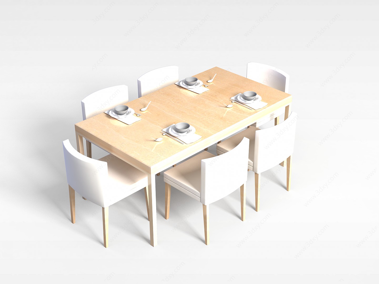 现代时尚餐厅桌椅3D模型