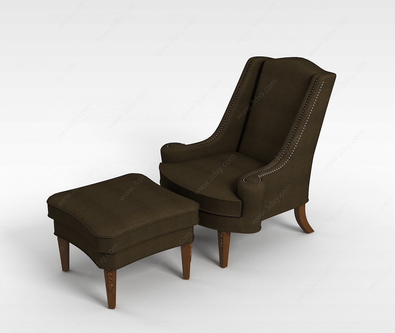 简约欧式沙发和沙发凳3D模型