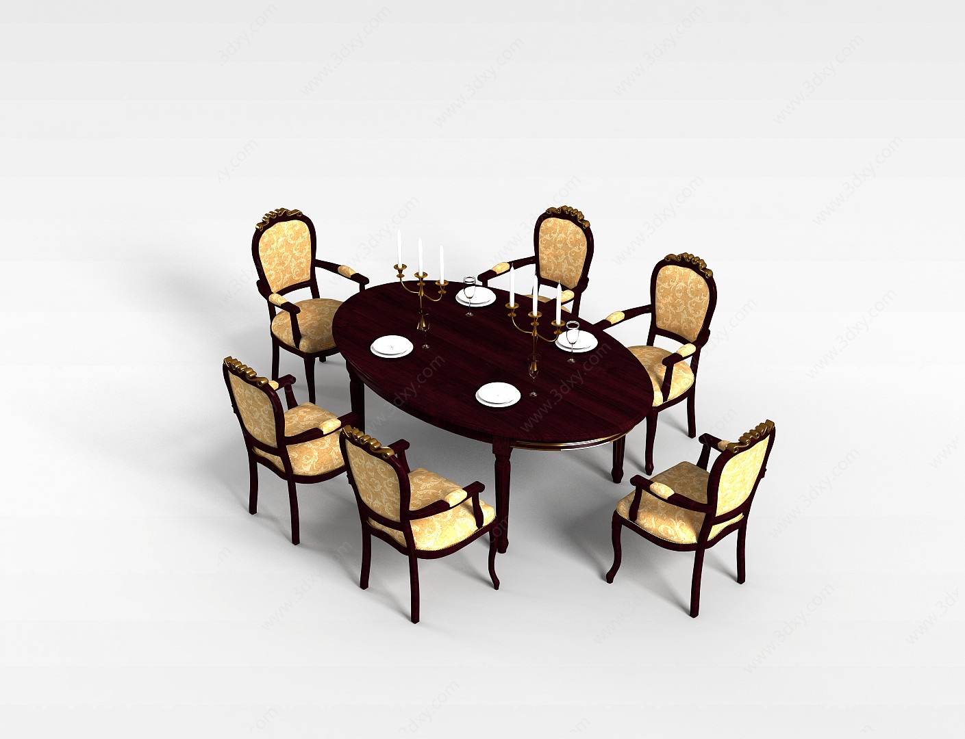 古典餐桌椅组合3D模型