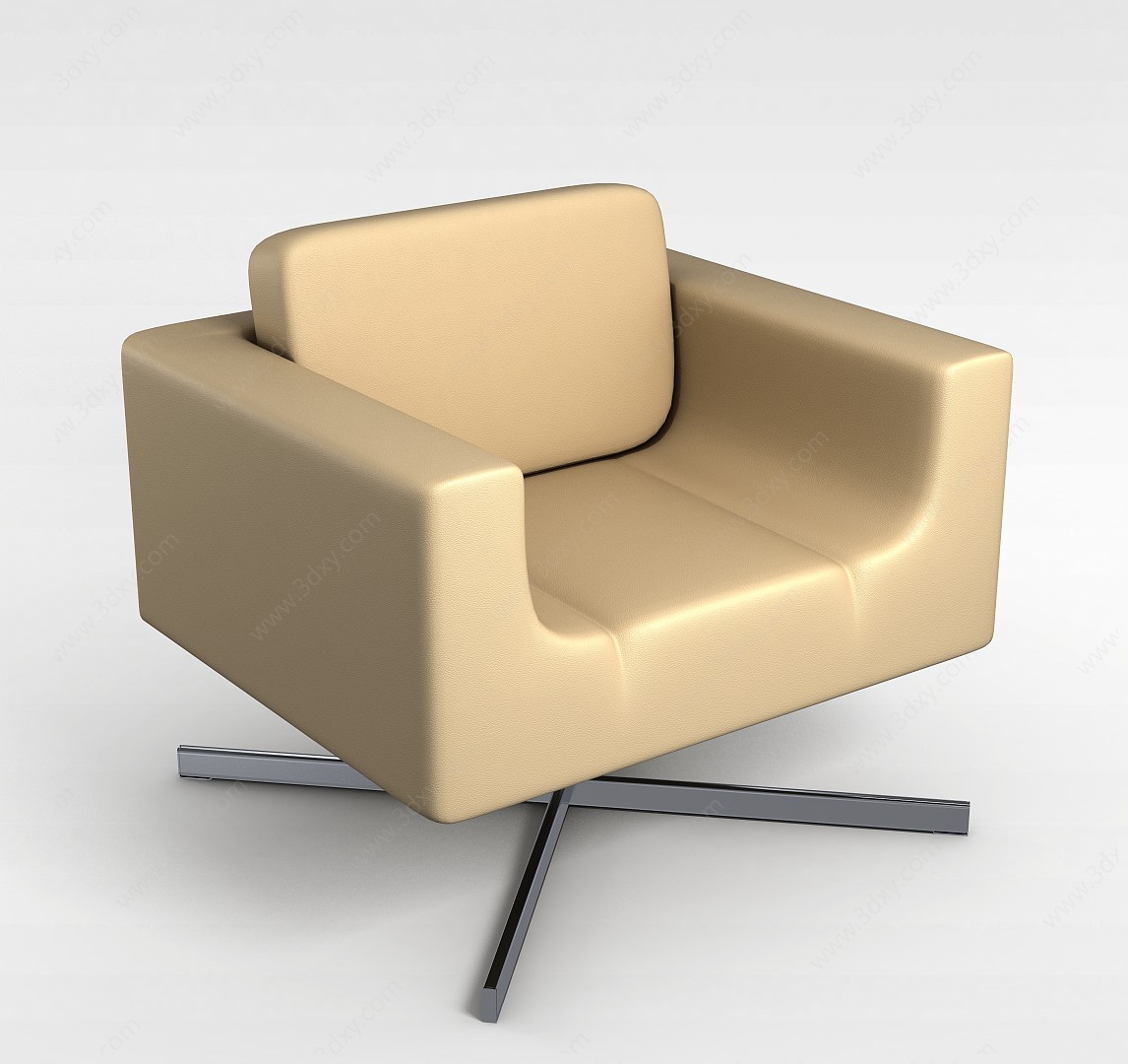 单人皮革沙发3D模型