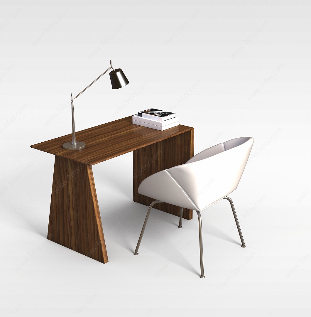 简约办公桌椅组合3D模型