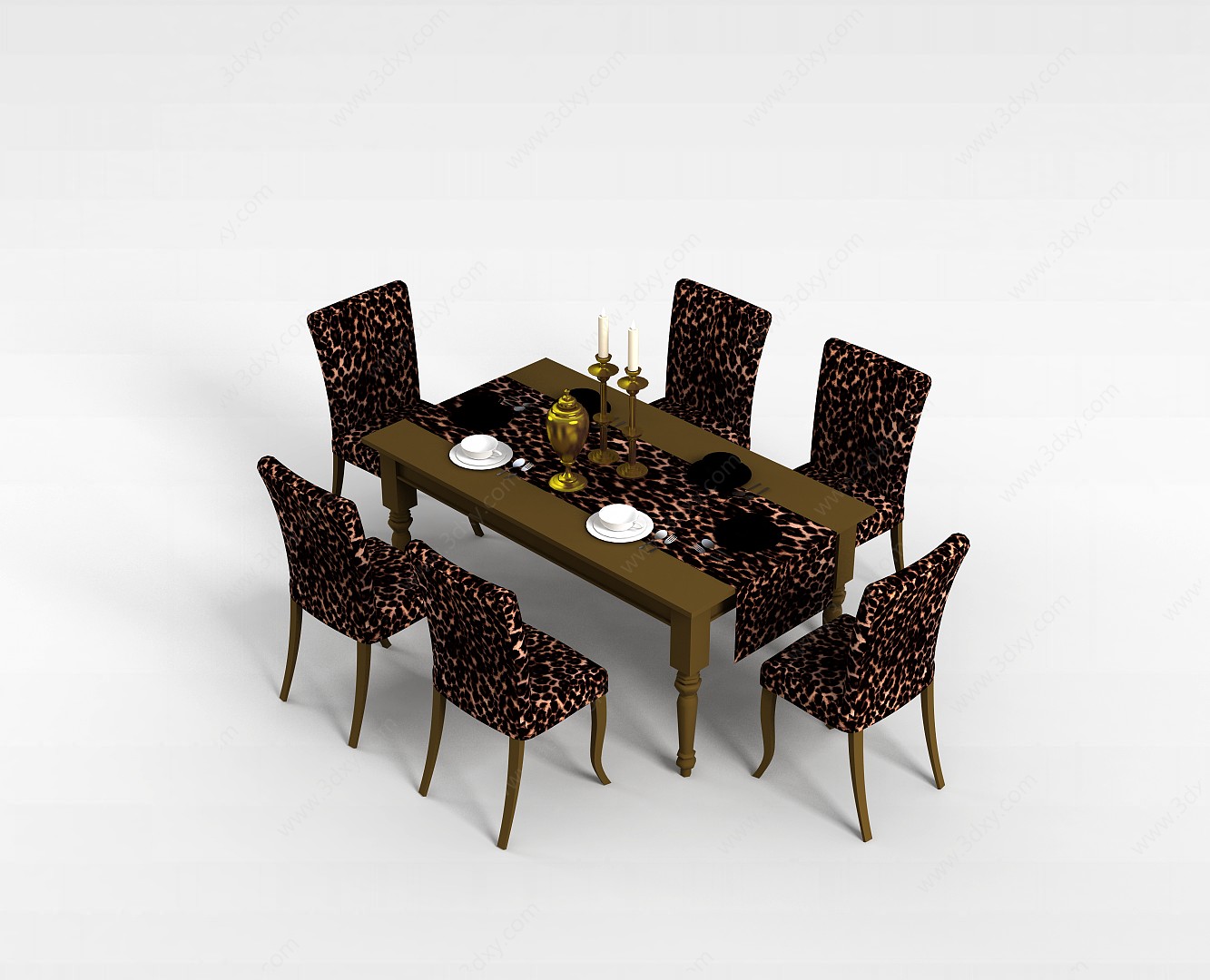 豹纹图案餐桌椅3D模型