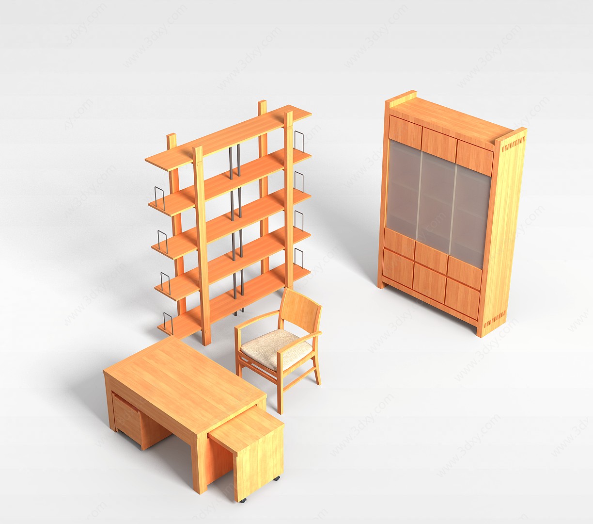中式桌椅柜组合3D模型