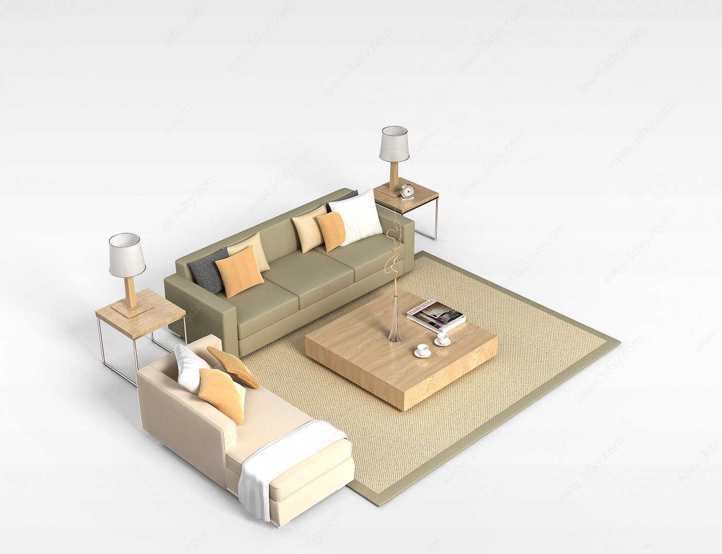 现代时尚沙发茶几3D模型