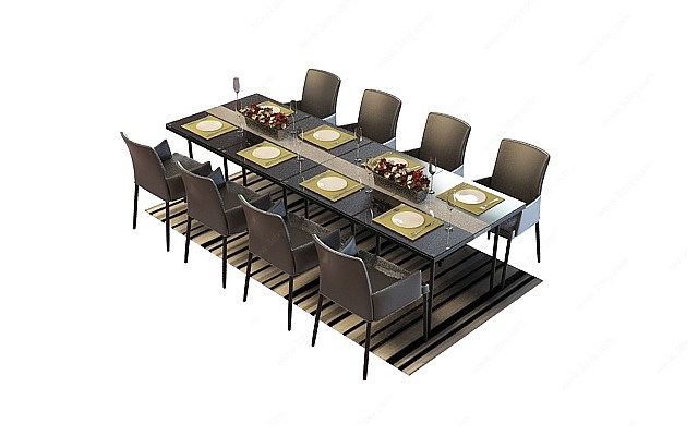 豪华就餐桌椅3D模型