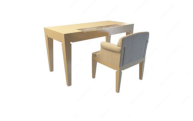 简欧桌椅组合3D模型