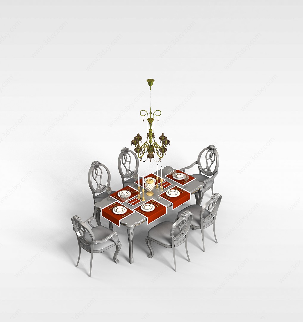豪华餐桌椅3D模型