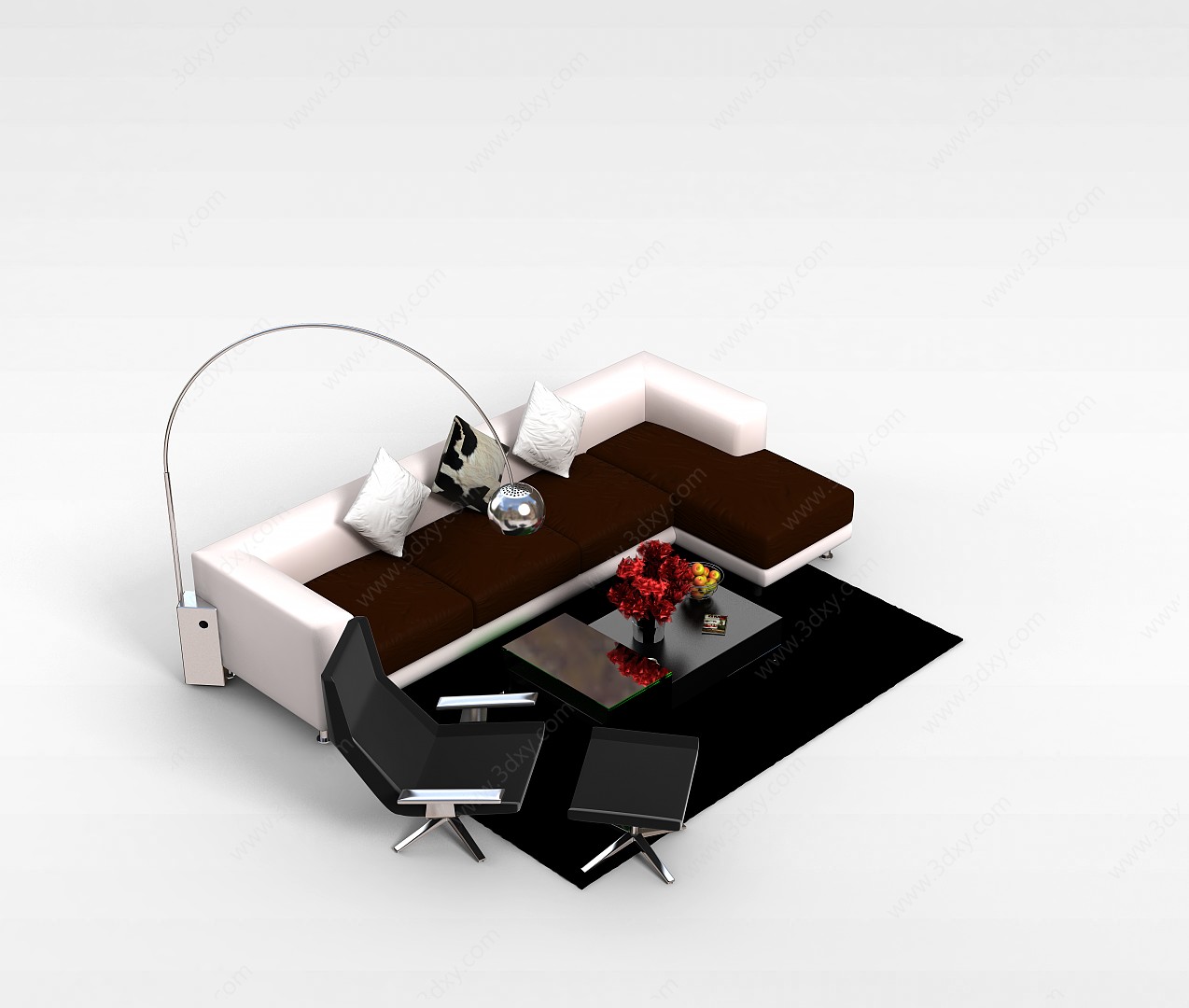 小户型时尚沙发茶几3D模型