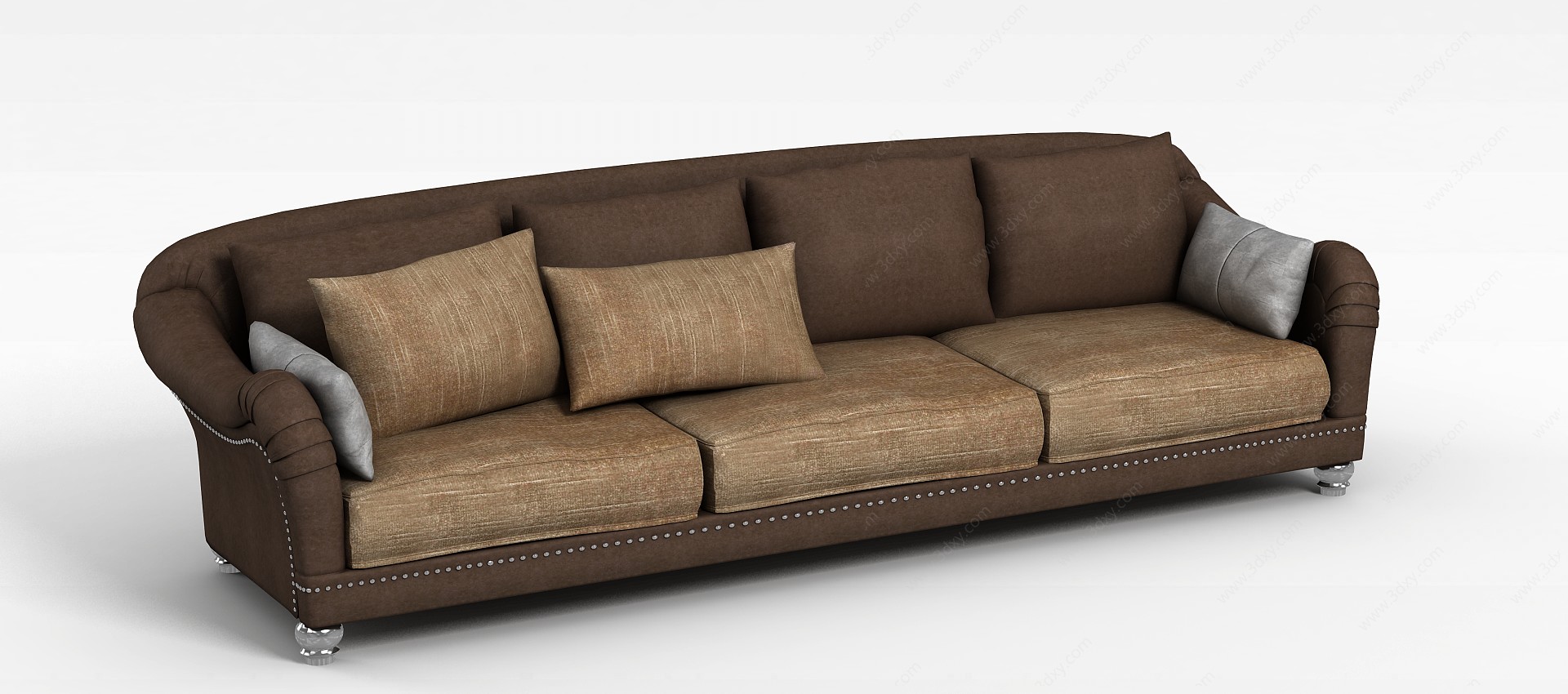 欧式布艺三人沙发3D模型