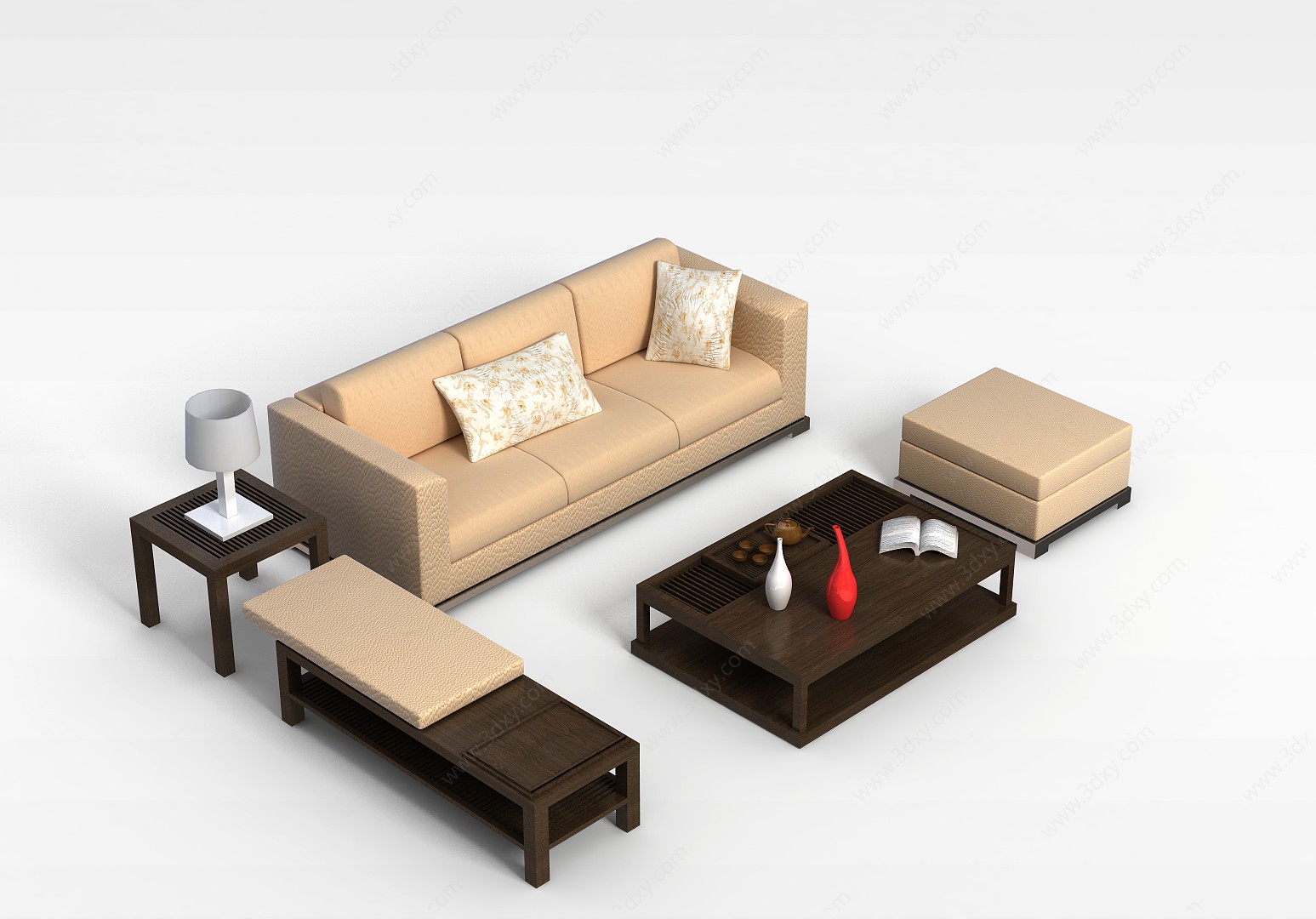 北欧式沙发茶几组合3D模型