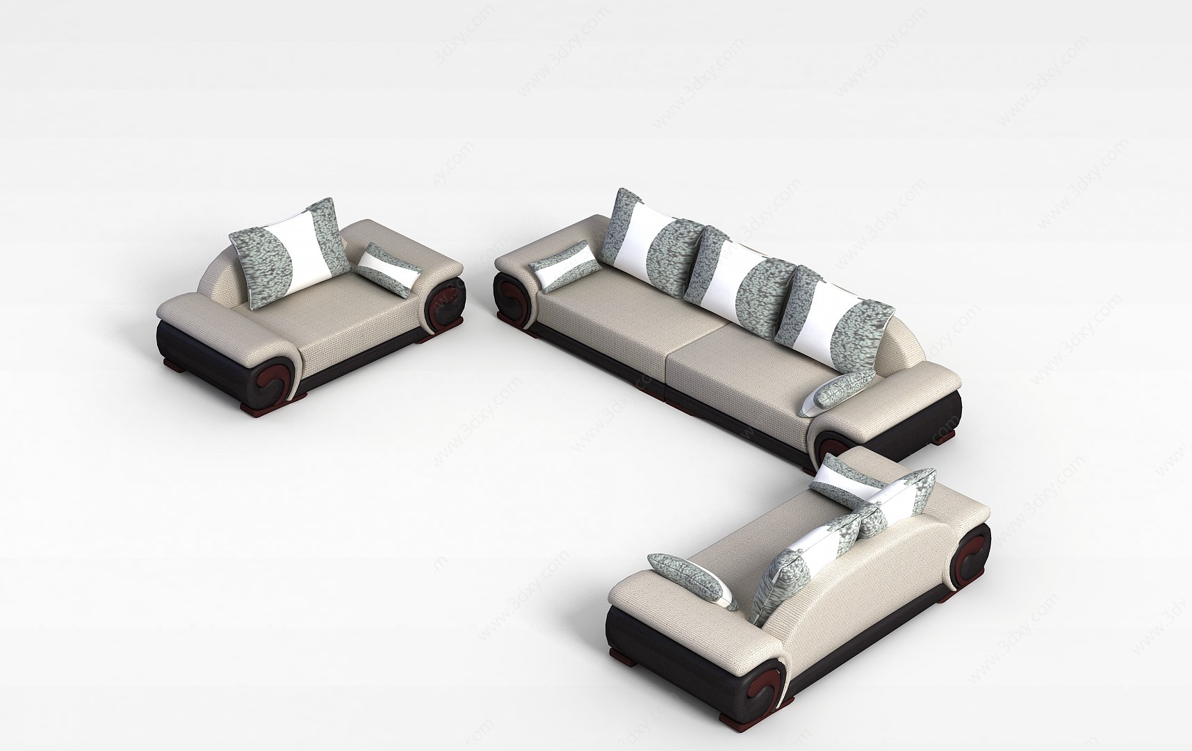 客厅高档沙发茶几3D模型