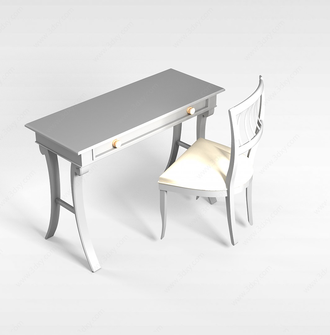 现代书房桌椅3D模型