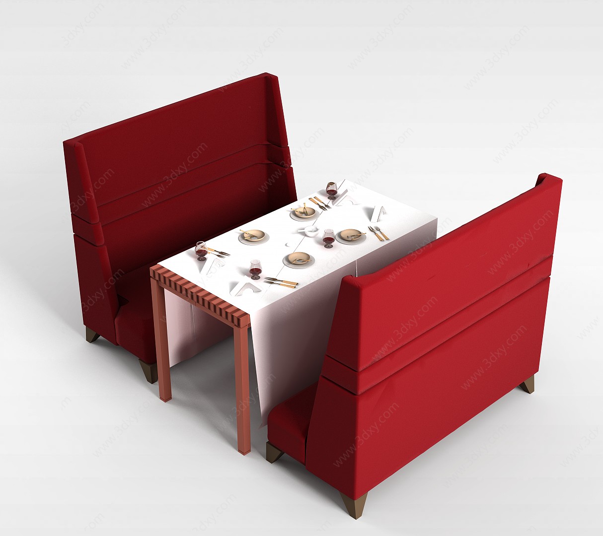 浪漫餐桌椅组合3D模型