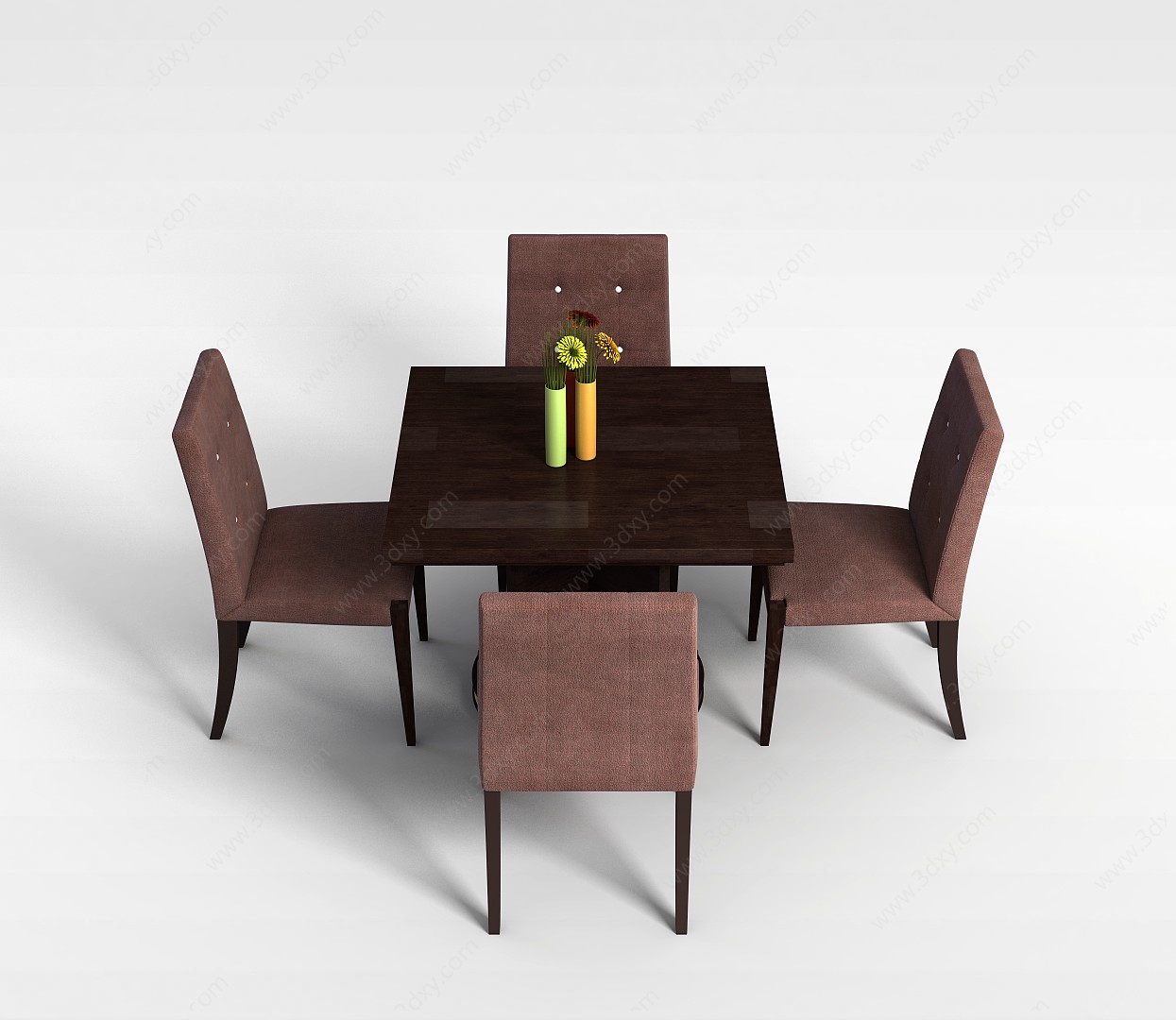 简约餐桌椅组合3D模型