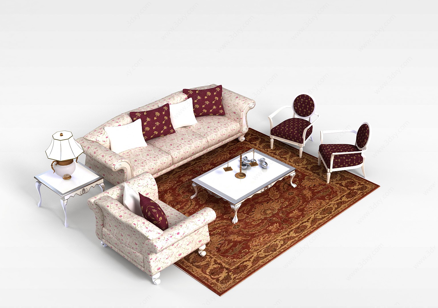 欧式现代沙发茶几3D模型