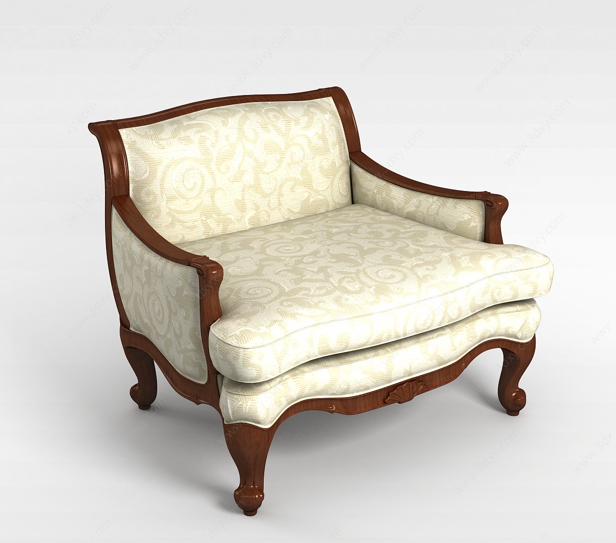 欧式布艺单人沙发3D模型