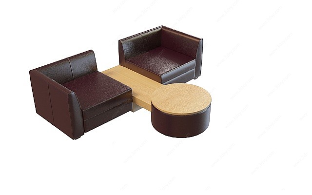 连体沙发茶几组合3D模型