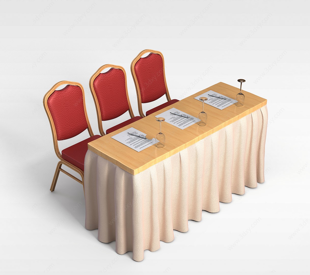 礼堂领导桌椅3D模型