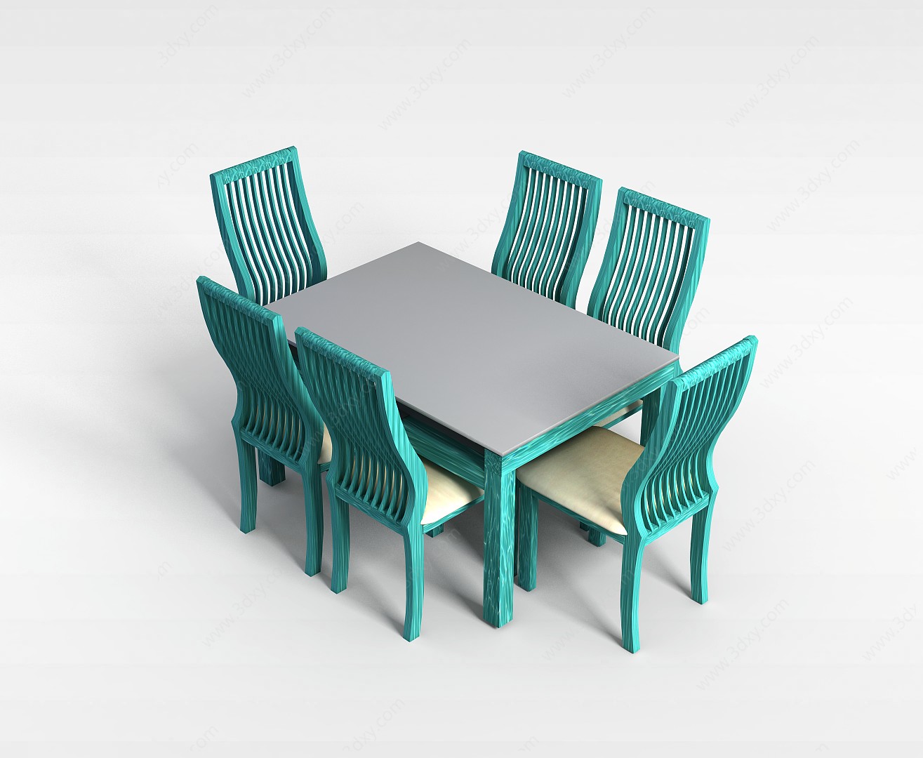 中式乡村餐桌椅3D模型
