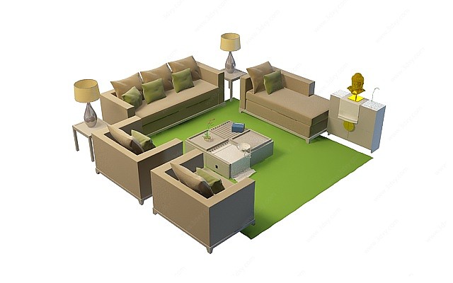 组合式沙发茶几3D模型