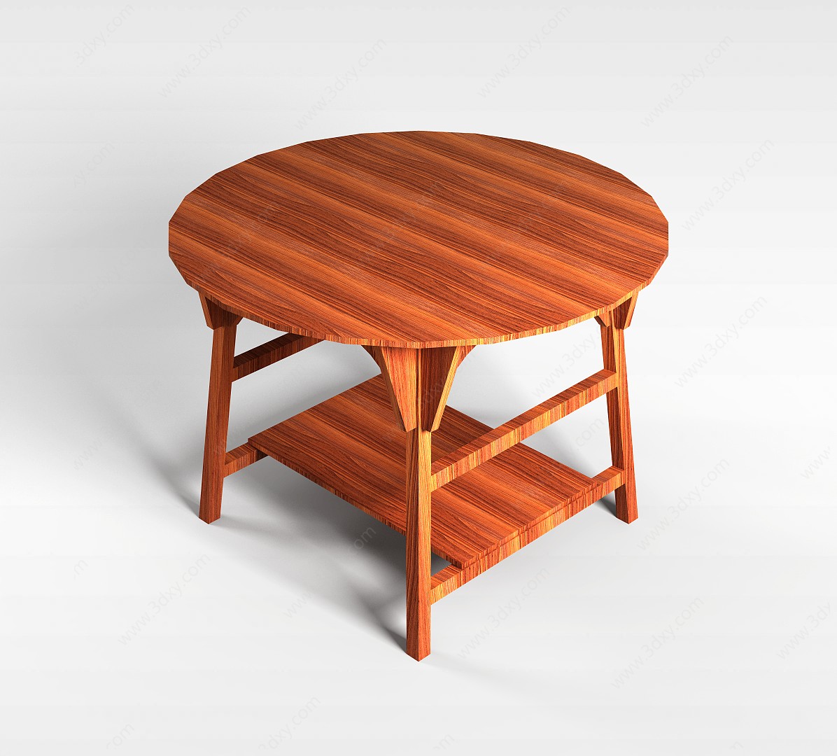 实木圆面桌子3D模型