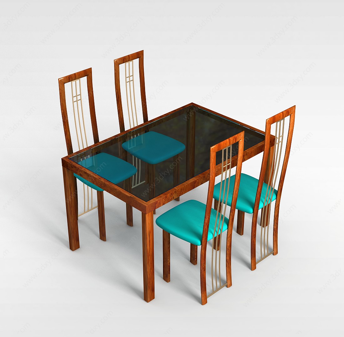简约玻璃桌椅3D模型