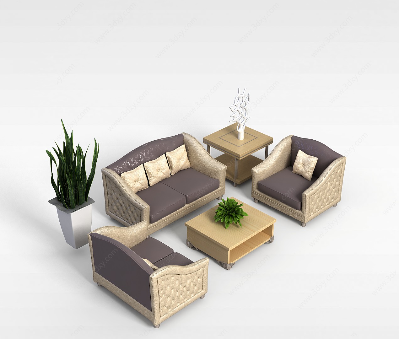 家庭组合式沙发茶几3D模型