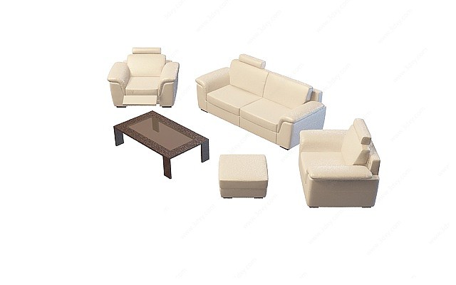 现代组合式沙发茶几3D模型
