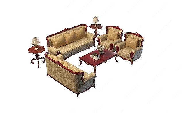 欧式古典沙发茶几3D模型