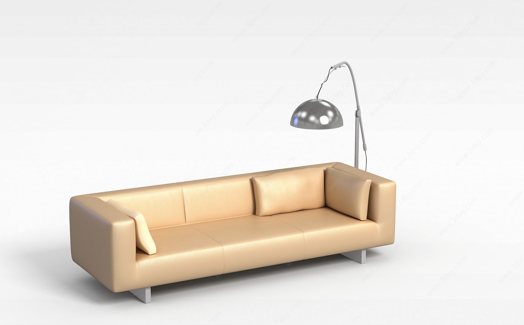 皮质三人沙发3D模型