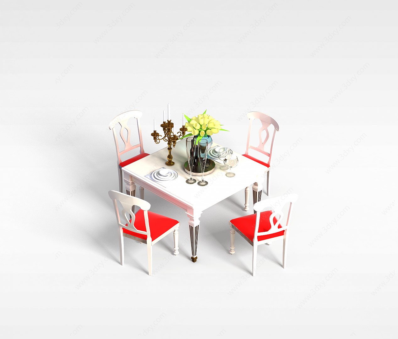 时尚家用餐桌椅3D模型