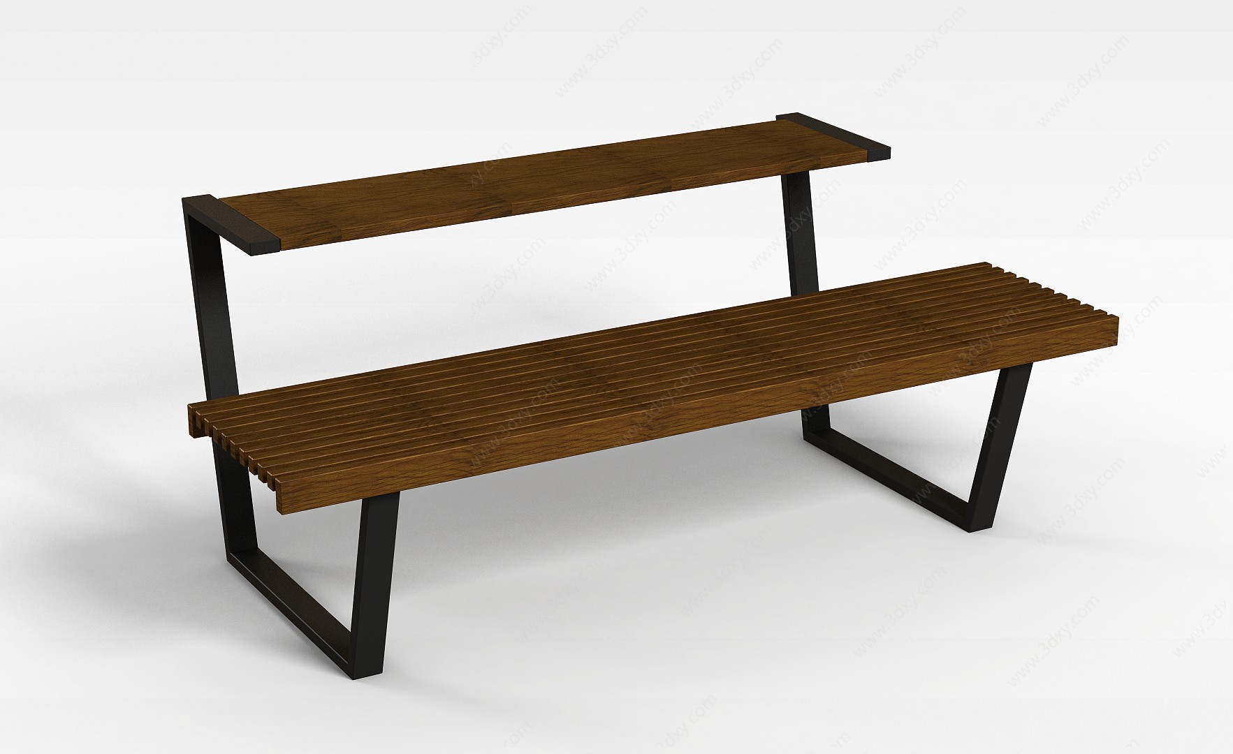 连体餐桌椅3D模型