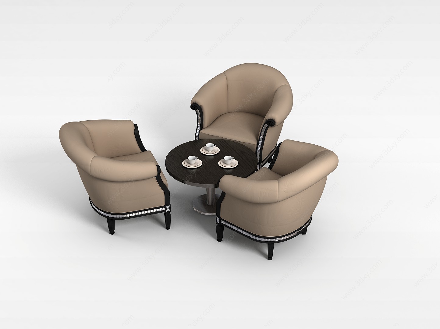 咖啡厅沙发茶几3D模型